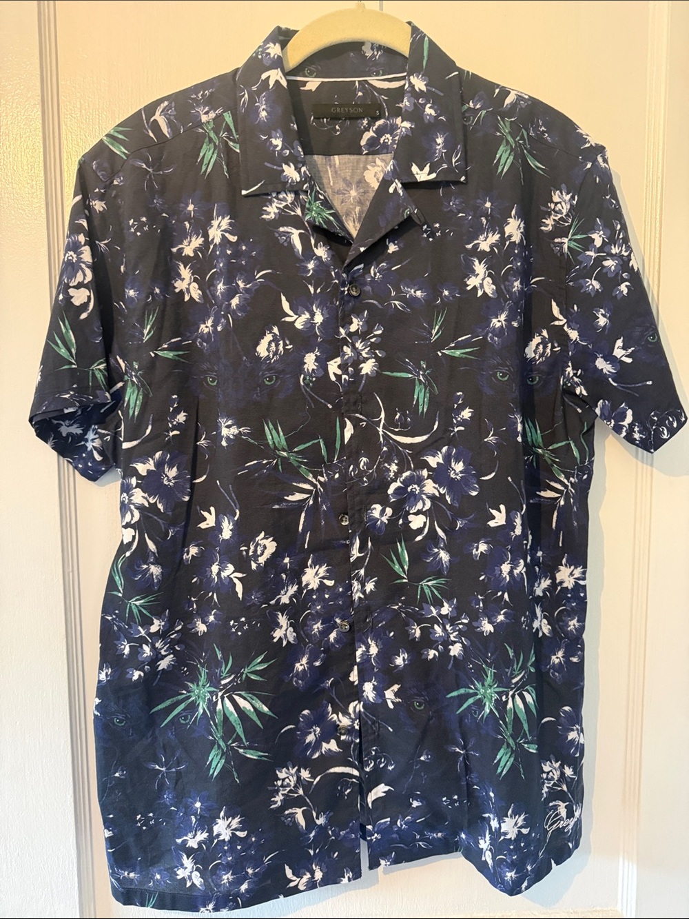 Greyson Navy Blue Floral Short Sleeve Button-Down Shirt